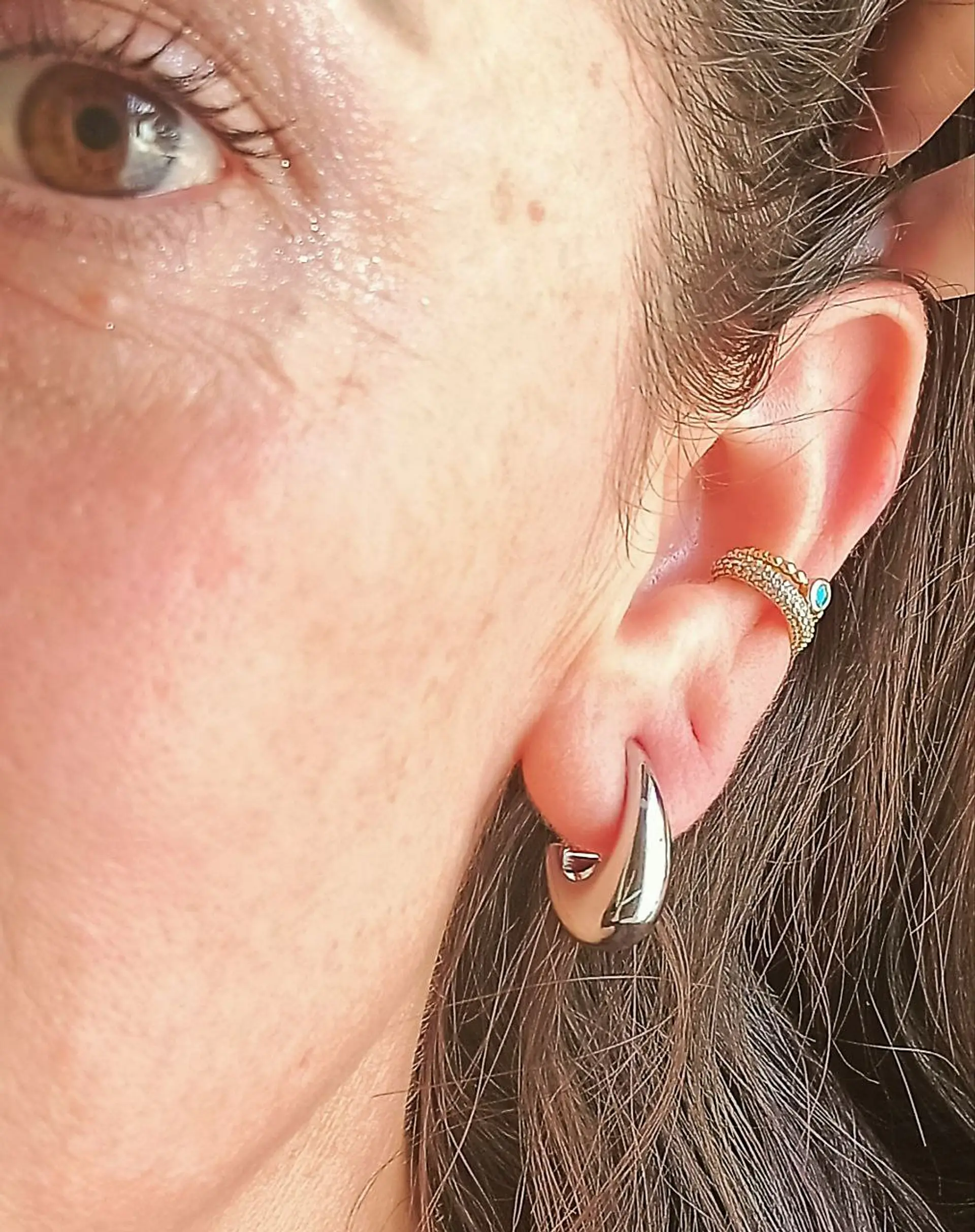 Aros Sin Perforación Argollas Chunky small Bañadas En Plata 5