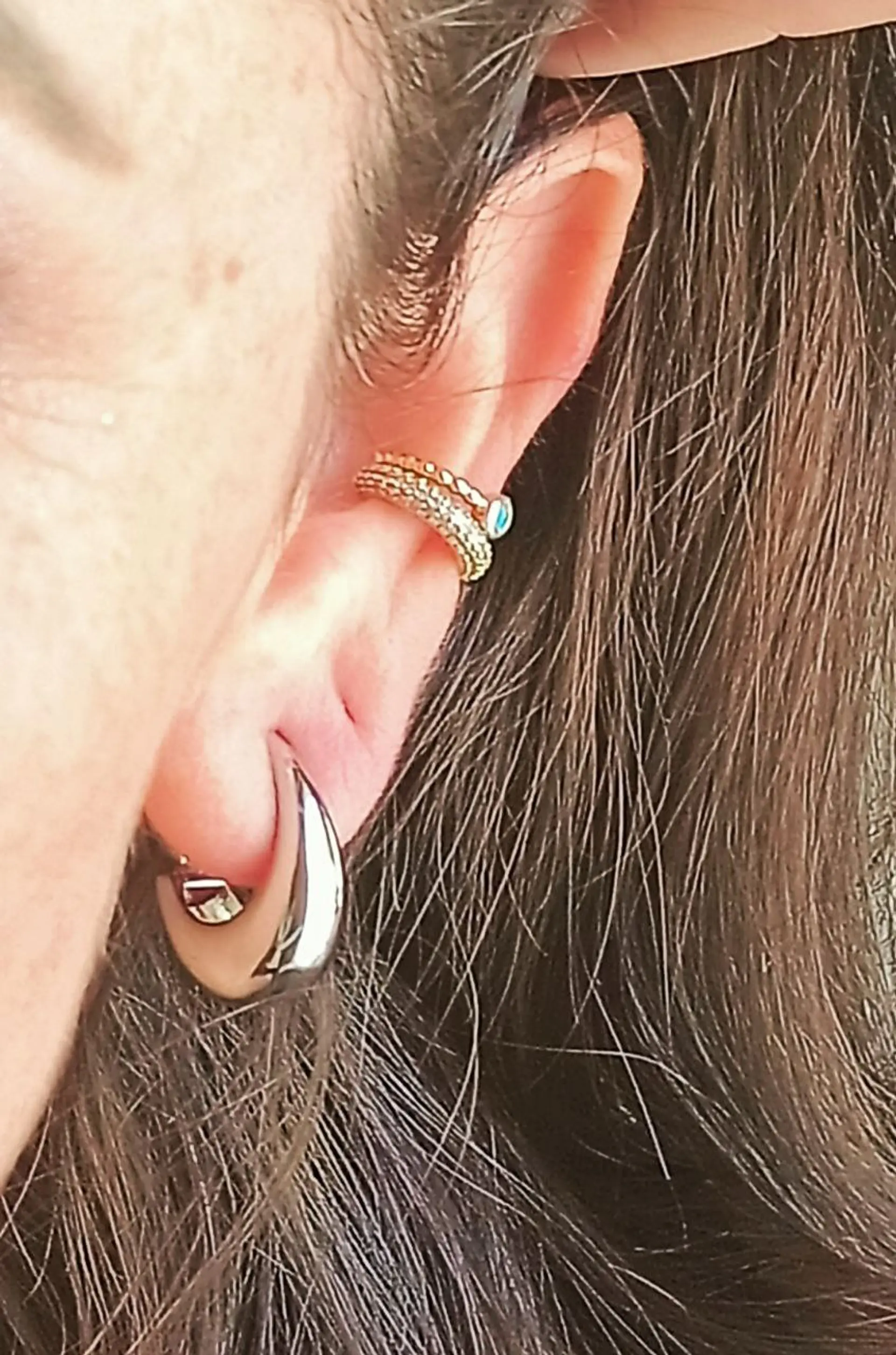 Aros Sin Perforación Argollas Chunky small Bañadas En Plata 6
