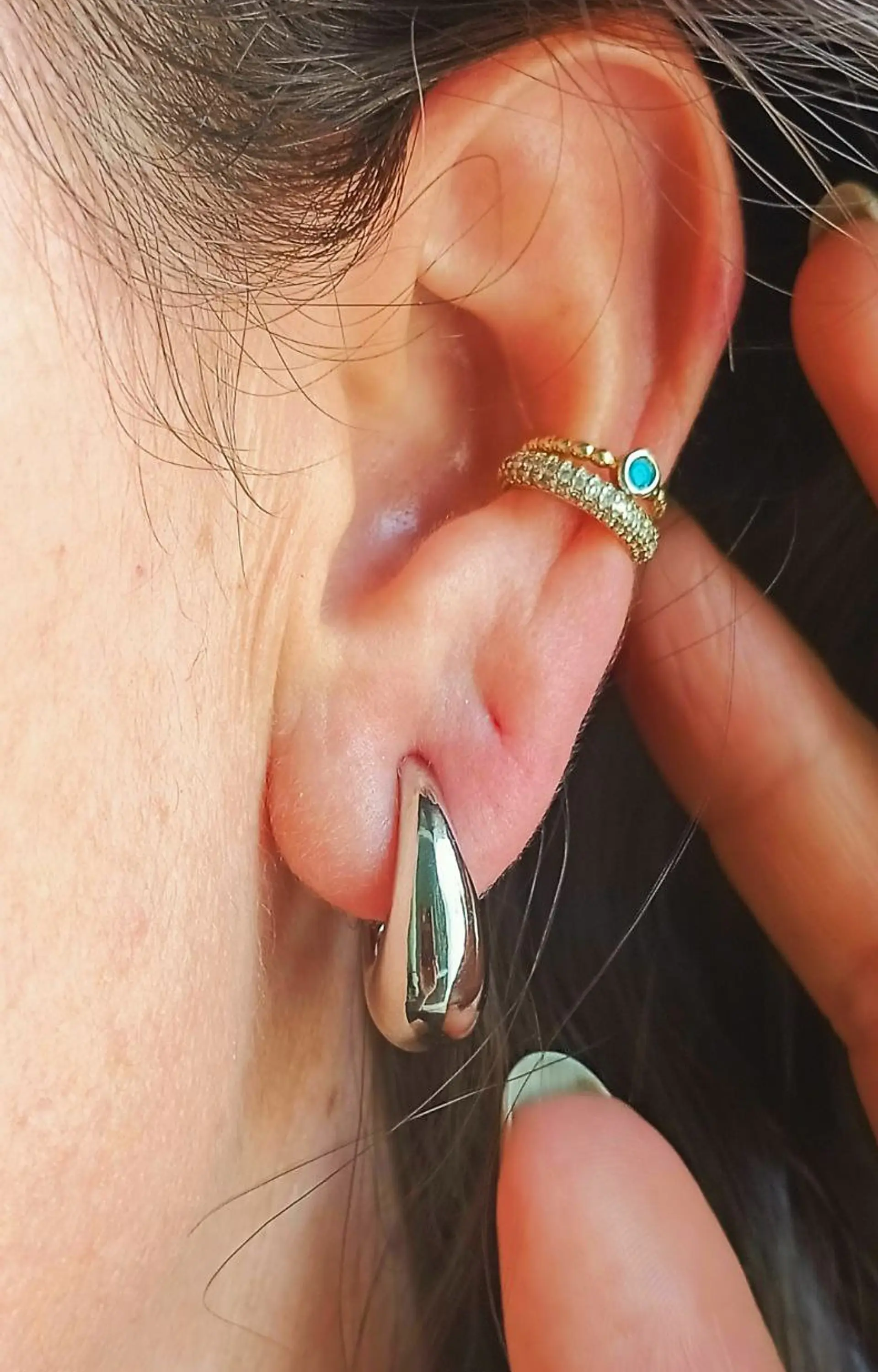 Aros Sin Perforación Argollas Chunky small Bañadas En Plata 7