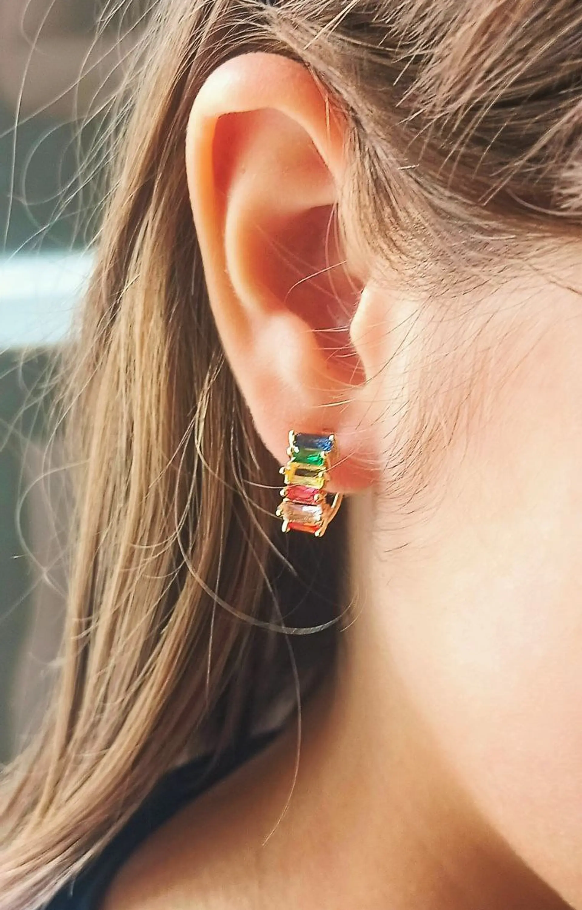 Aros Sin Perforacion Huggies Zirconia Cubicas Colores 8