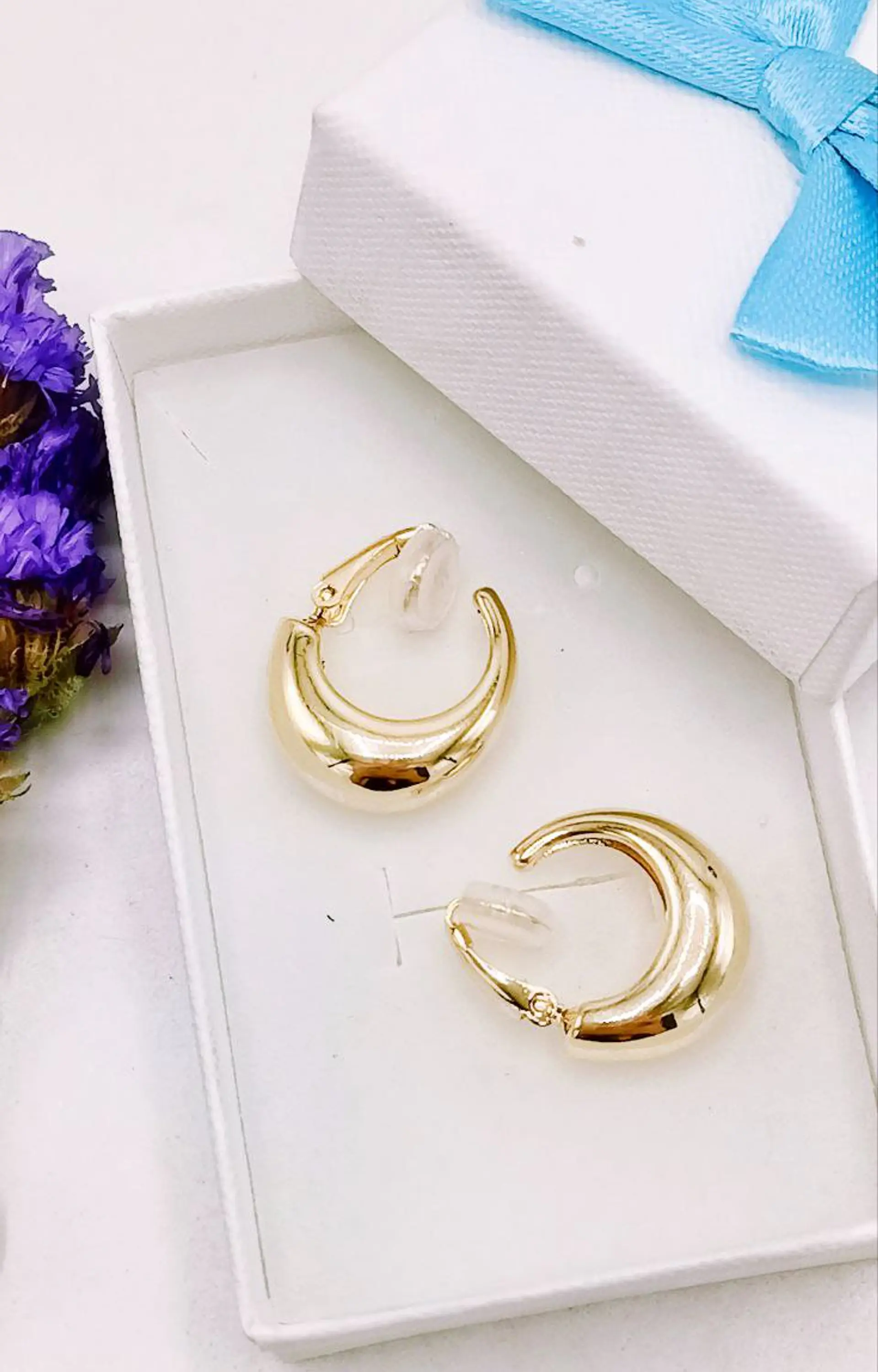 Argollas Sin Perforacion Chunky Huggies Chapada En Oro 18k 2