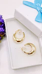 Argollas Sin Perforacion Chunky Huggies Chapada En Oro 18k - Miniatura 2