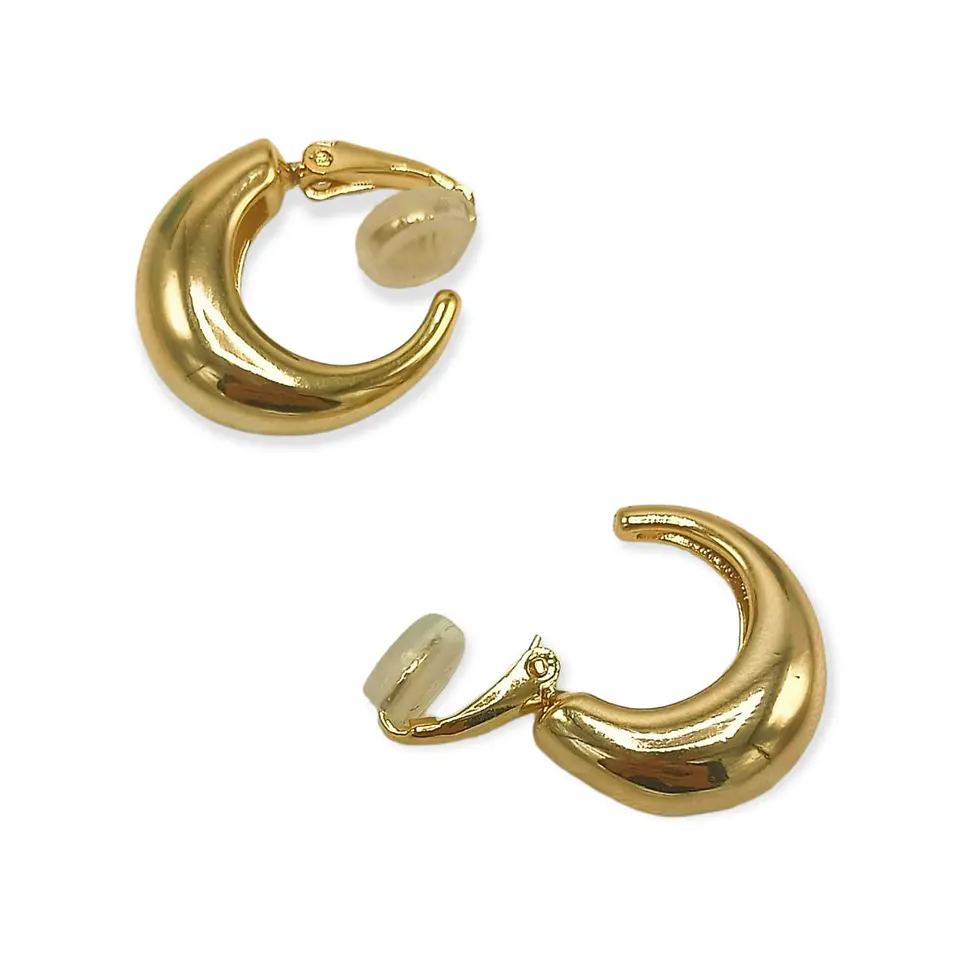 Argollas Sin Perforacion Chunky Huggies Chapada En Oro 18k 6