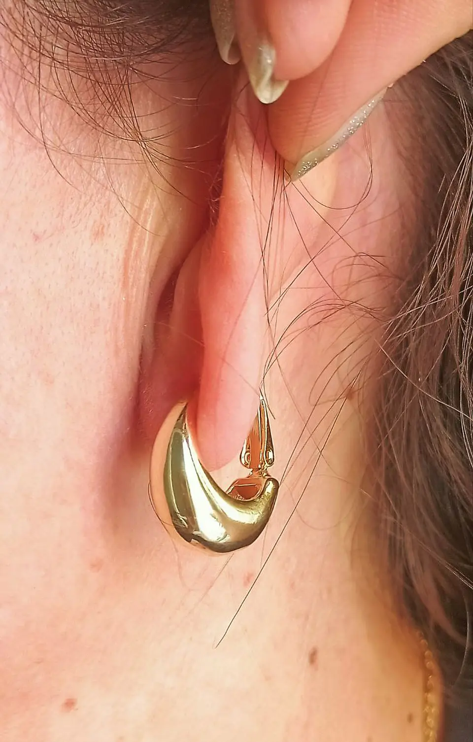 Argollas Sin Perforacion Chunky Huggies Chapada En Oro 18k 7