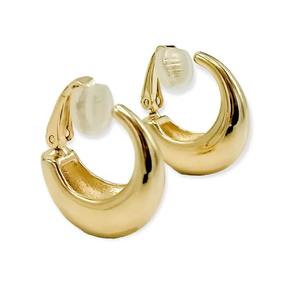 Argollas Sin Perforacion Chunky Huggies Chapada En Oro 18k 1