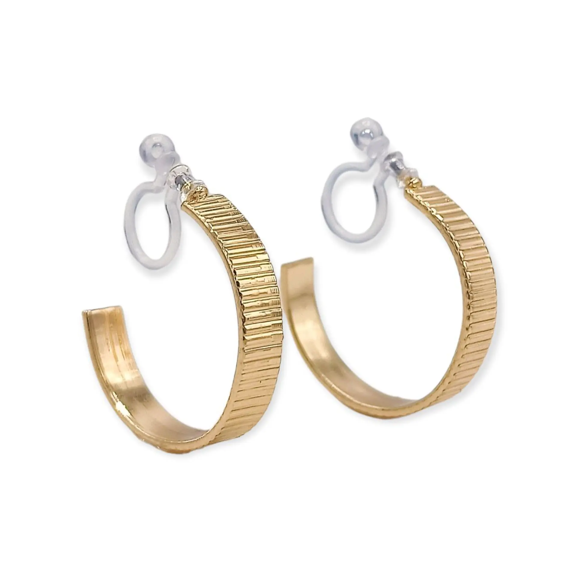 Aros Sin Perforación Argollas relieve líneas Hoop Clip Invisible  1
