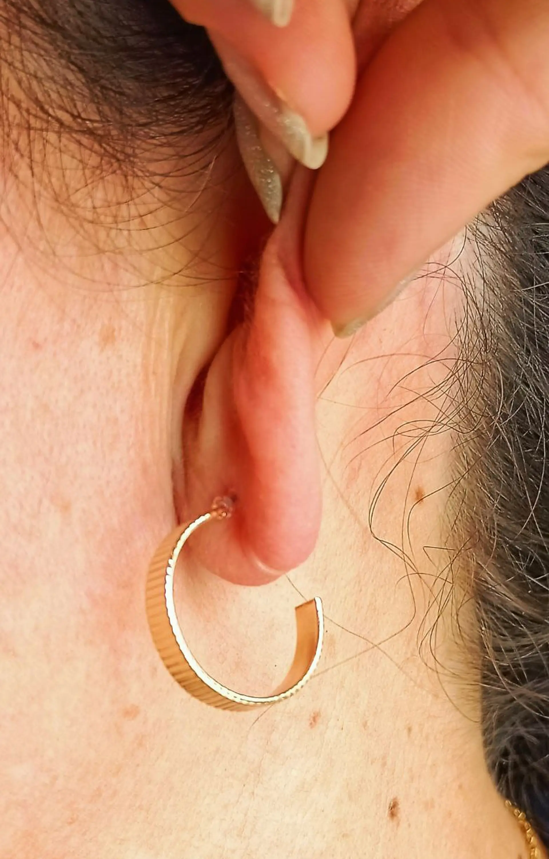 Aros Sin Perforación Argollas relieve líneas Hoop Clip Invisible  7