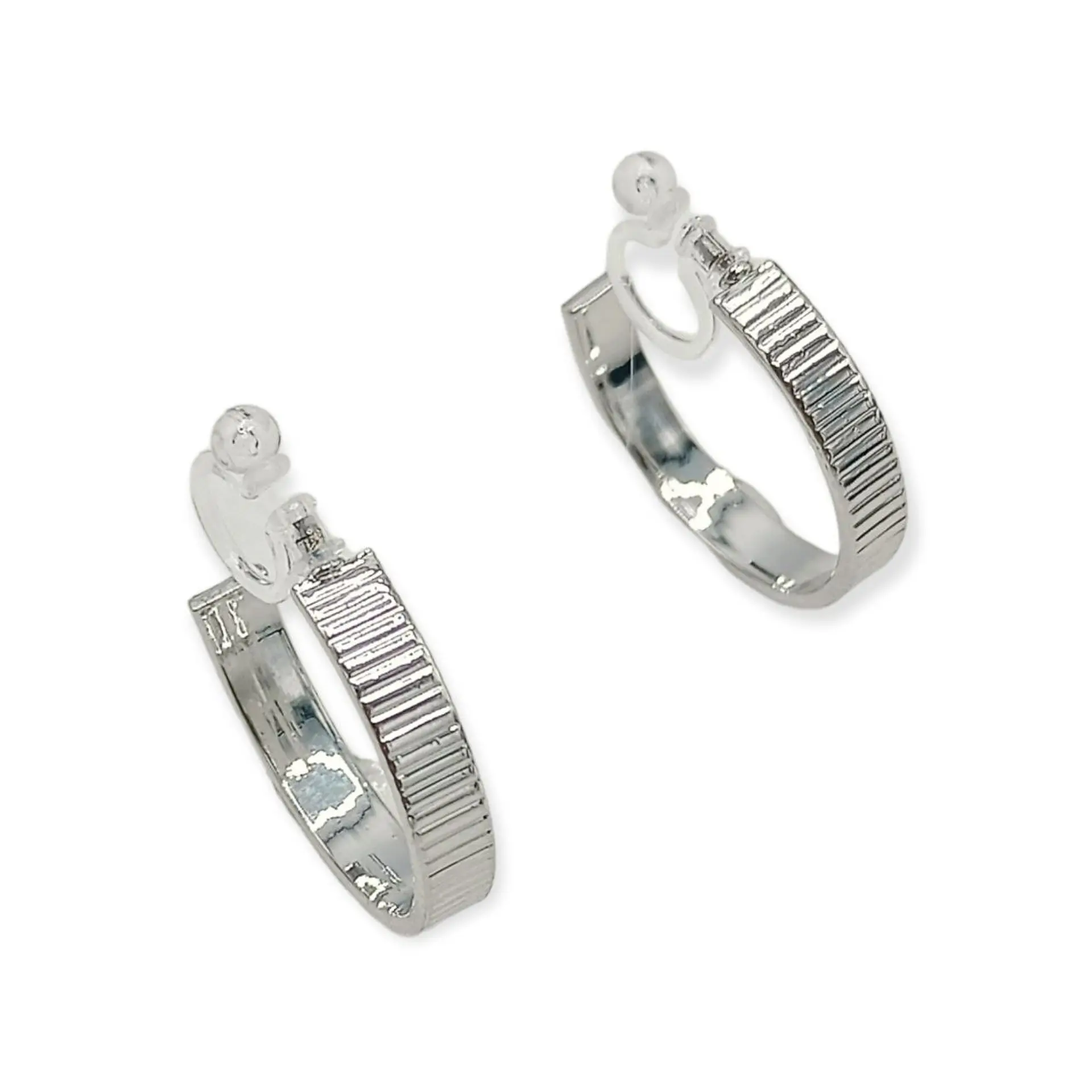 Aros Sin Perforación Argolla Hoop relieve líneas Clip Invisible  8