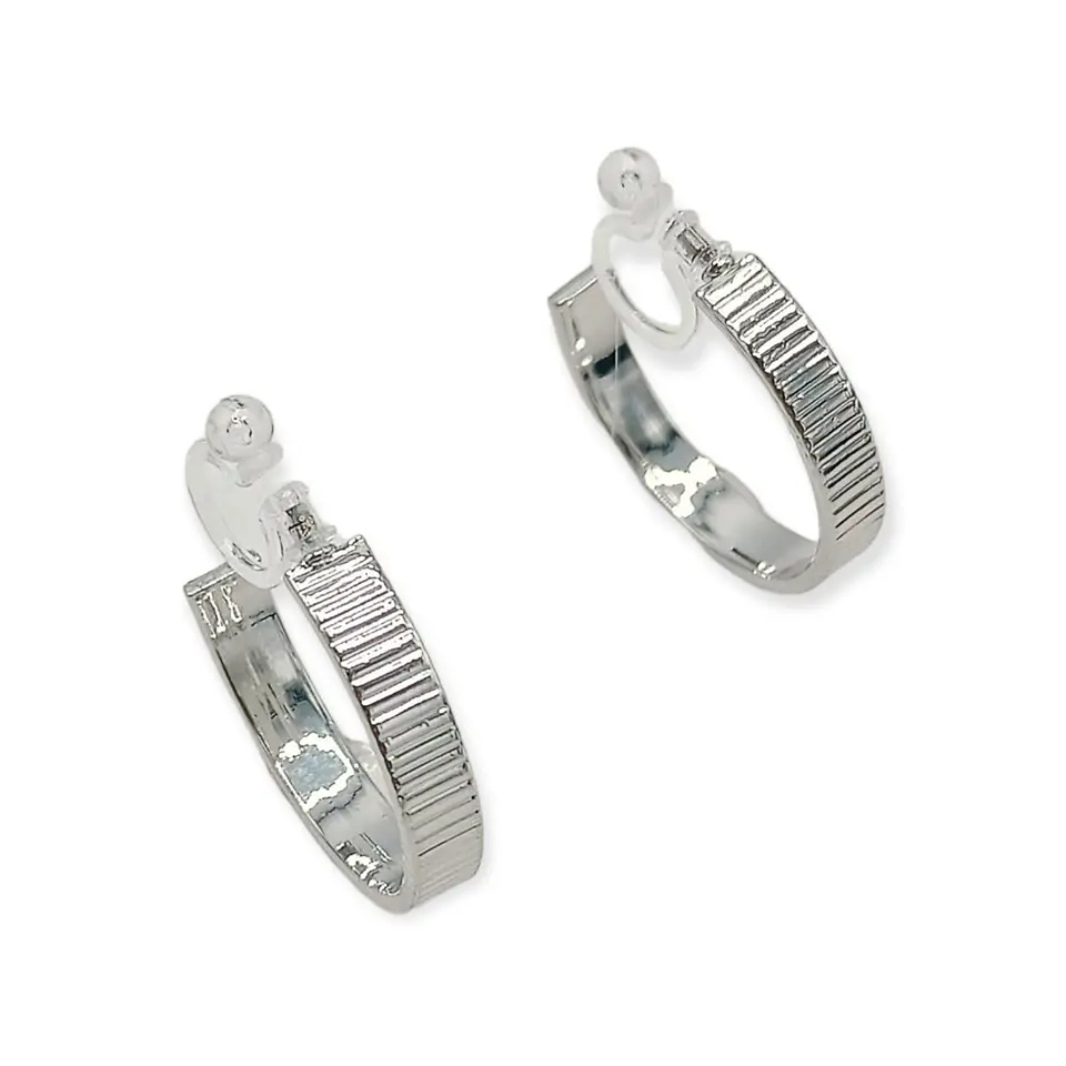 Aros Sin Perforación Argolla Hoop relieve líneas Clip Invisible  8