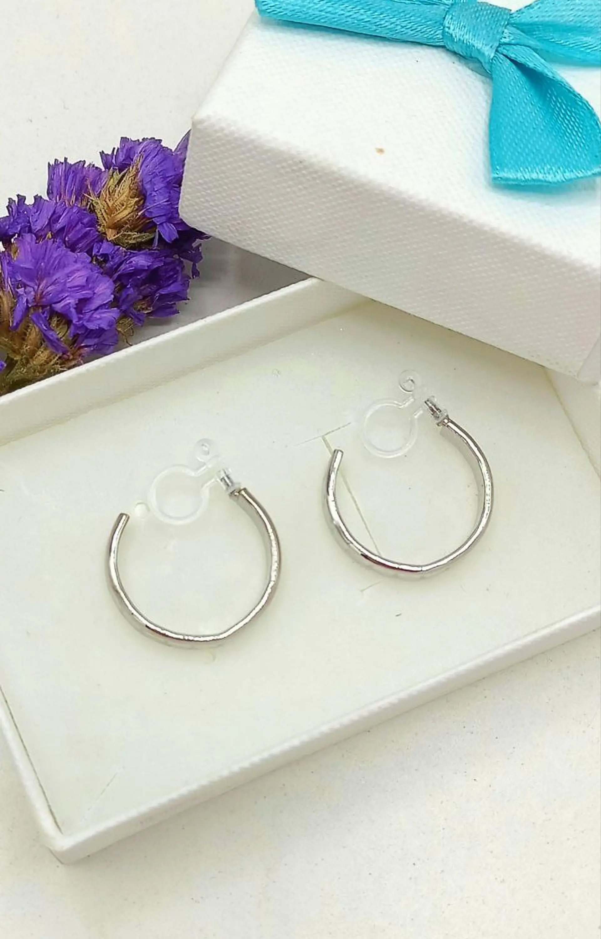 Aros Sin Perforación Argolla Hoop relieve ovalos Clip Invisible  2