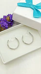 Aros Sin Perforación Argolla Hoop relieve ovalos Clip Invisible  - Miniatura 2