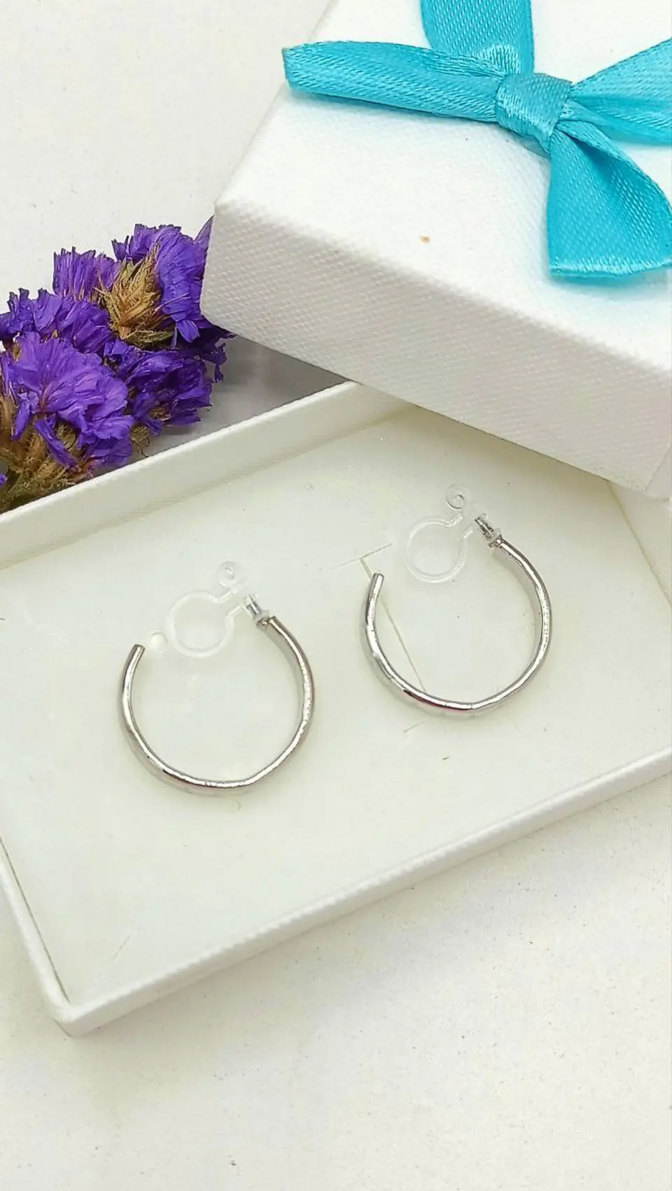 Aros Sin Perforación Argolla Hoop relieve ovalos Clip Invisible  2