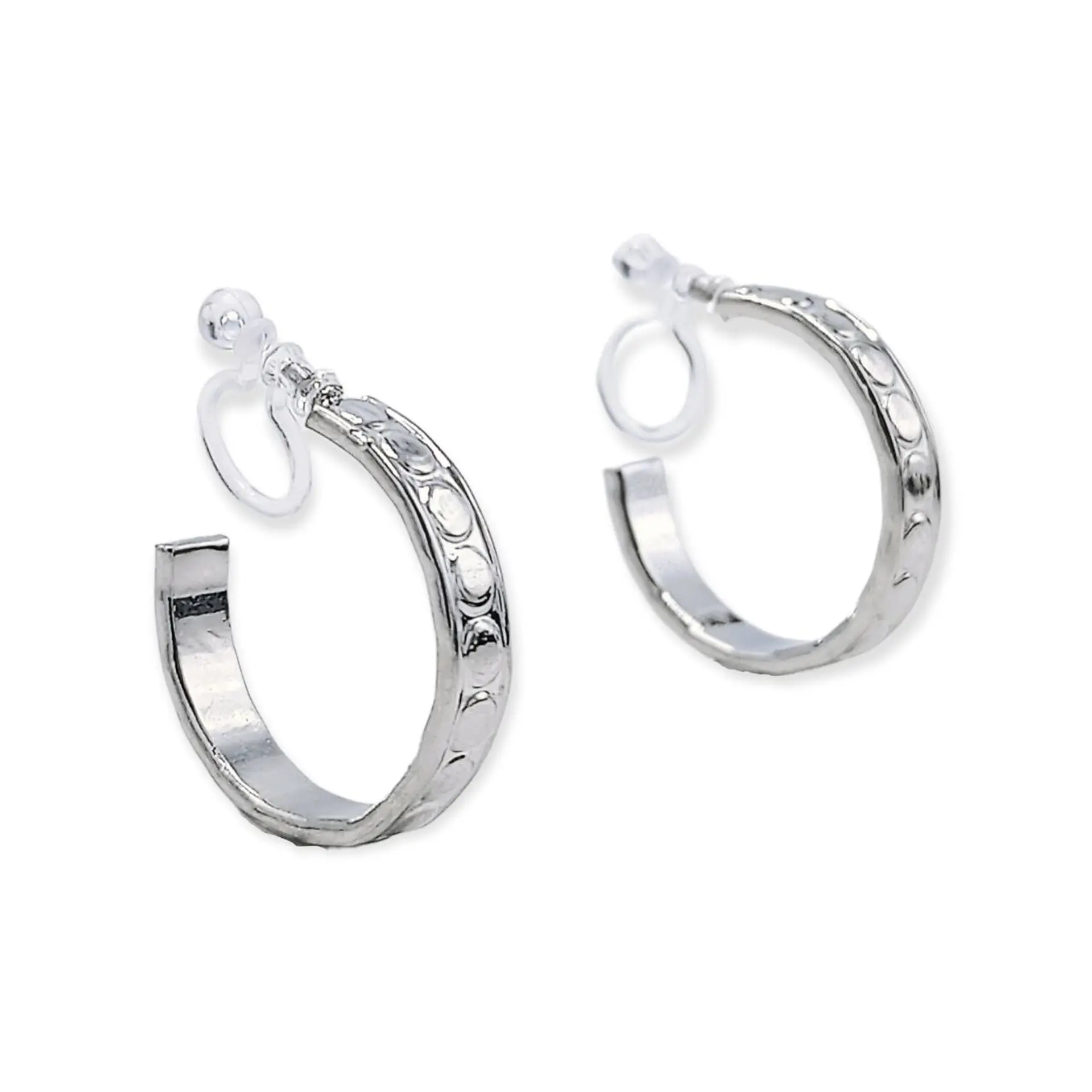 Aros Sin Perforación Argolla Hoop relieve ovalos Clip Invisible  1