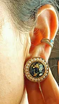 Aros Sin Perforacion Royals Cierre de Clip Bañado En Oro - Miniatura 3