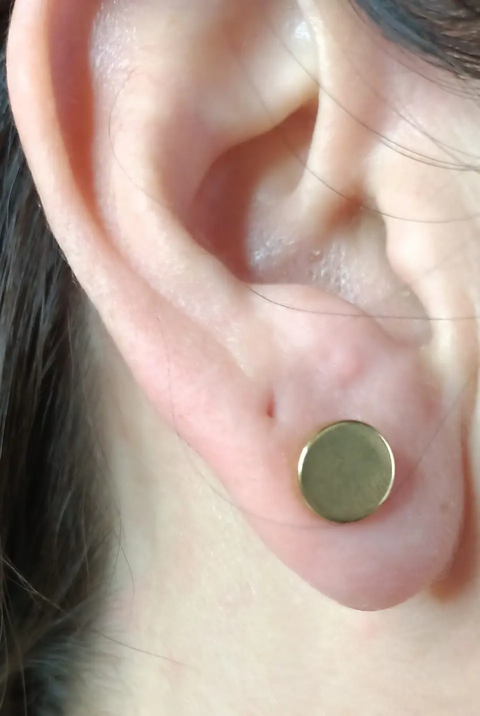 Aros Redondos 8mm Barbell Moda Punk Rock Chapados En Oro 18k 3