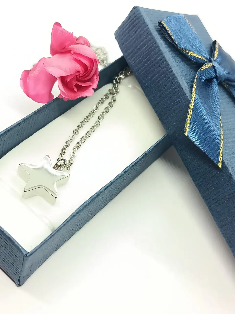 Cadena Colgante Urna Cremacion Estrella Plateada o negra  hipoalergénico con set para verter las cenizas 10