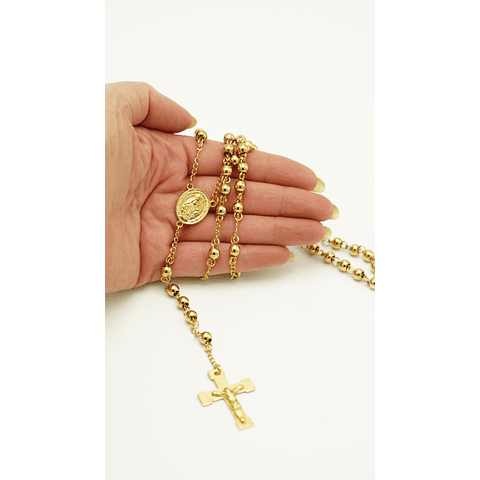 Colgante Rosario Camandula Virgen Maria Chapada En Oro 18k