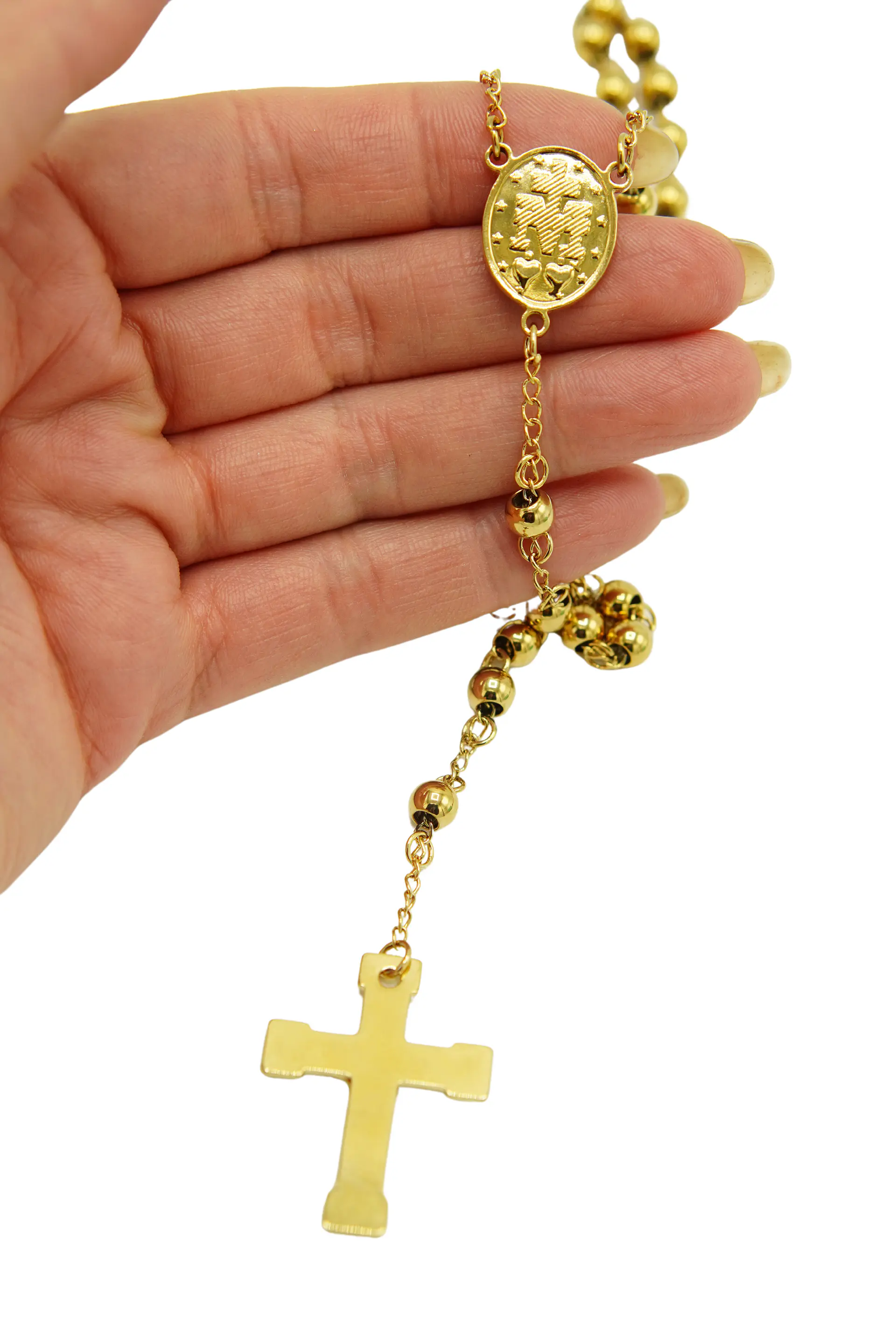 Elegancia Espiritual | Rosario Virgen María Chapado en Oro 18K – Protección y Estilo en Cada Paso 8