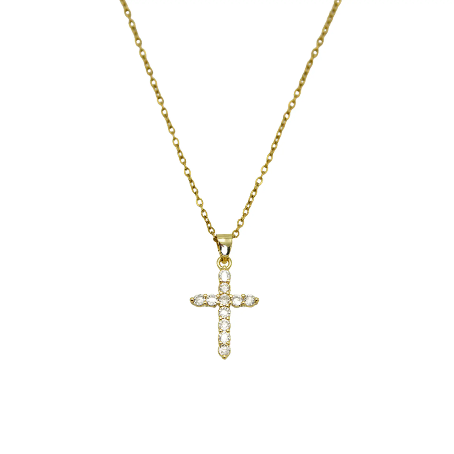 Colgante Cruz De Zirconios AAA Chapado En Oro 18k  1