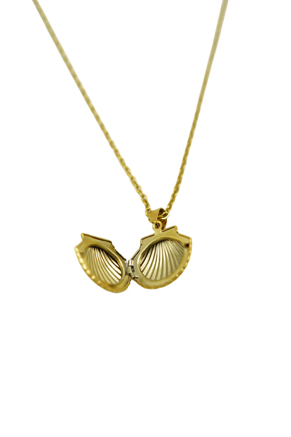 Colgante Relicario Ostra caracola Guardafoto Chapado En Oro 18 12