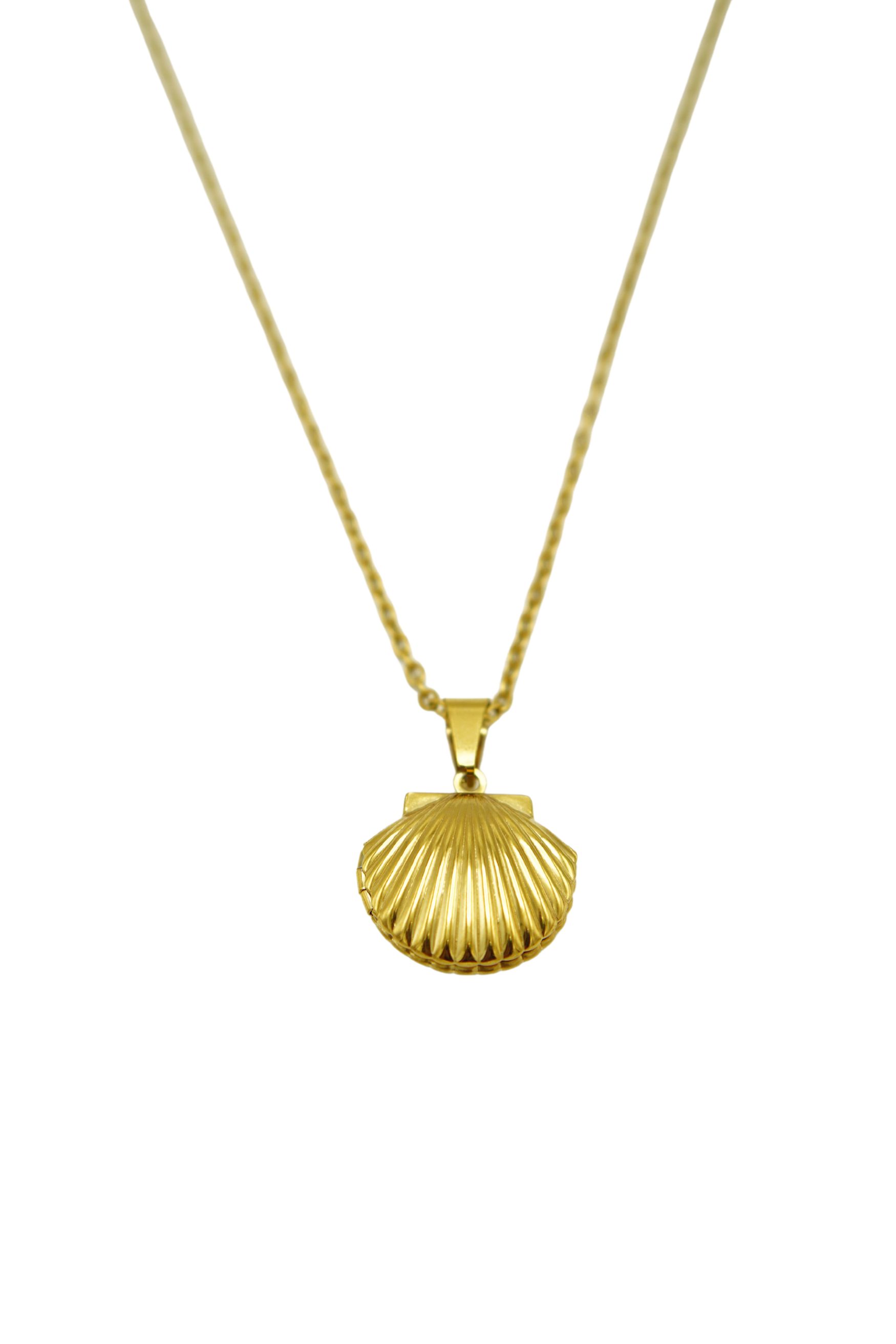 Colgante Relicario Ostra caracola Guardafoto Chapado En Oro 18 1