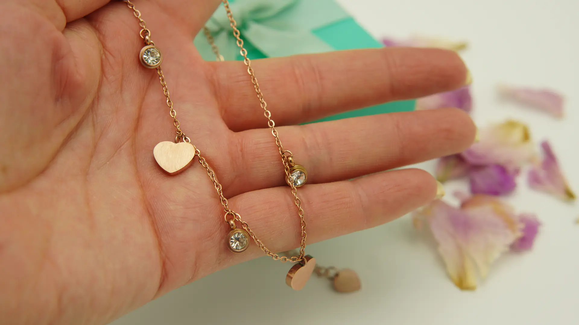 Colgante Corazon Punto De Luz Collar Chapado Oro Rosa  4