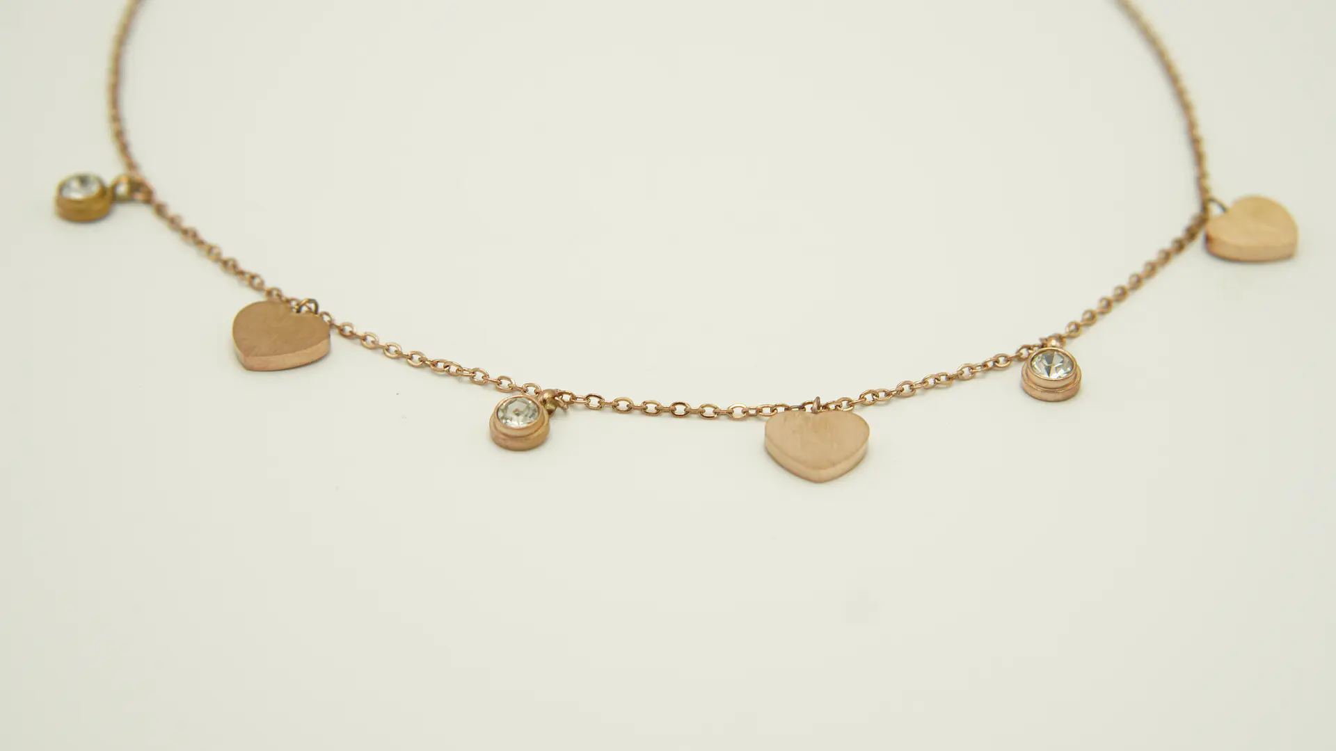 Colgante Corazon Punto De Luz Collar Chapado Oro Rosa  5