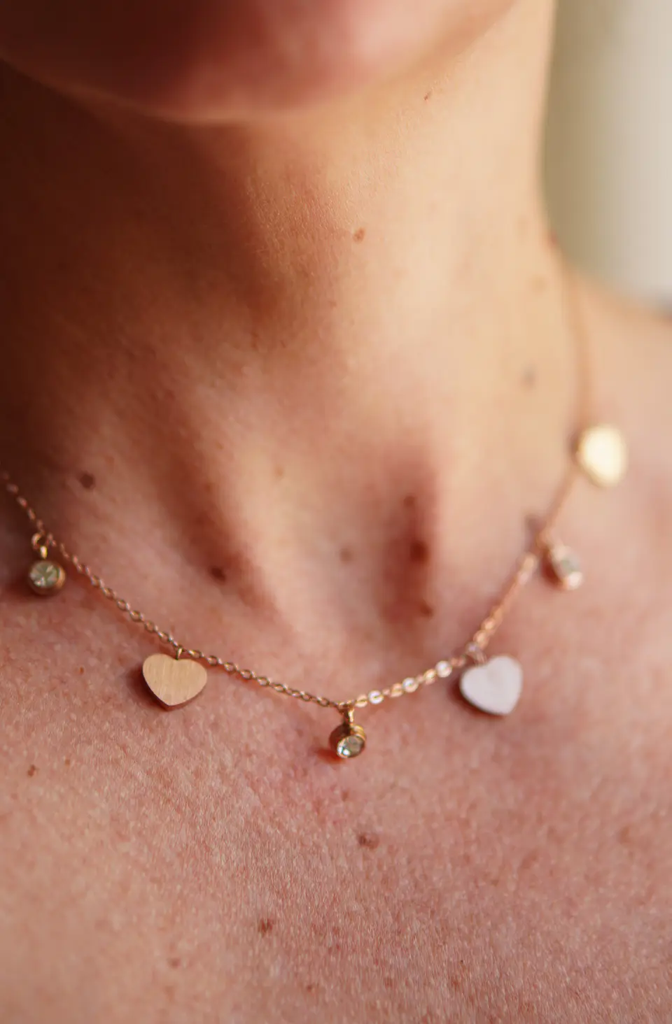 Colgante Corazon Punto De Luz Collar Chapado Oro Rosa  2