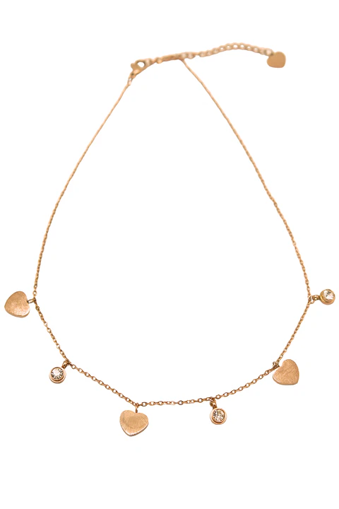Colgante Corazon Punto De Luz Collar Chapado Oro Rosa 