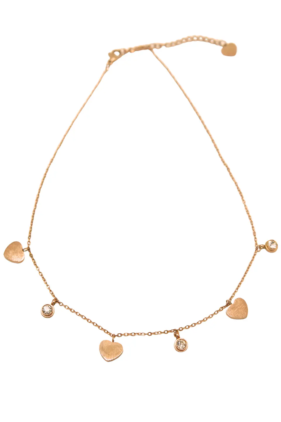 Colgante Corazon Punto De Luz Collar Chapado Oro Rosa  1