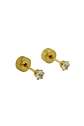 Aros Abridores Punto De Luz 3mm Zirconia Chapado En Oro 18k - Miniatura 1