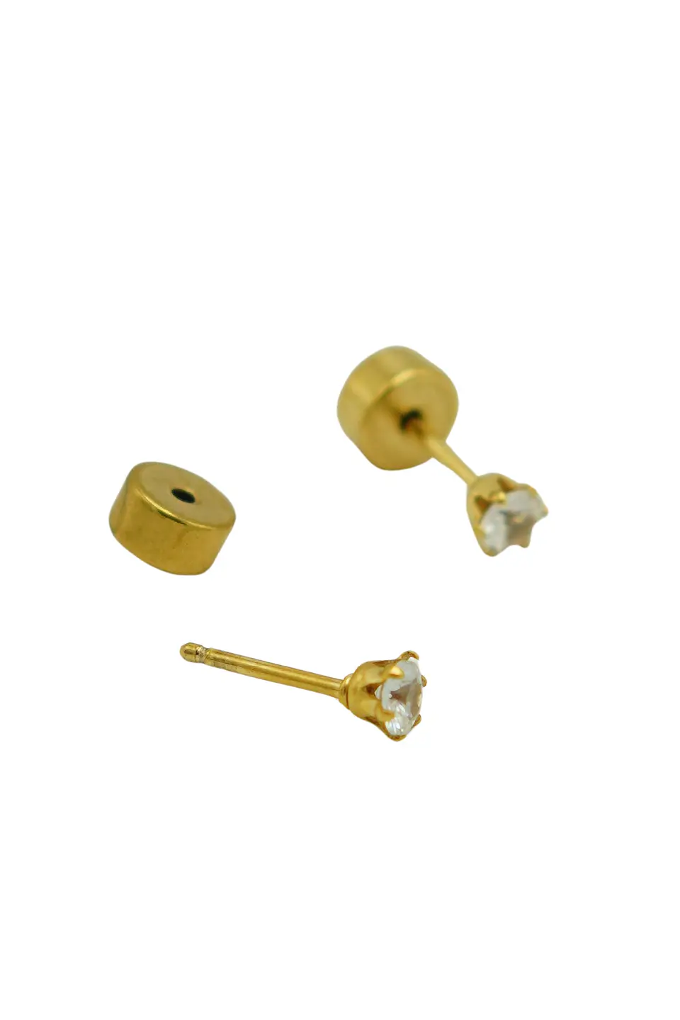Aros Abridores Punto De Luz 3mm Zirconia Chapado En Oro 18k 8
