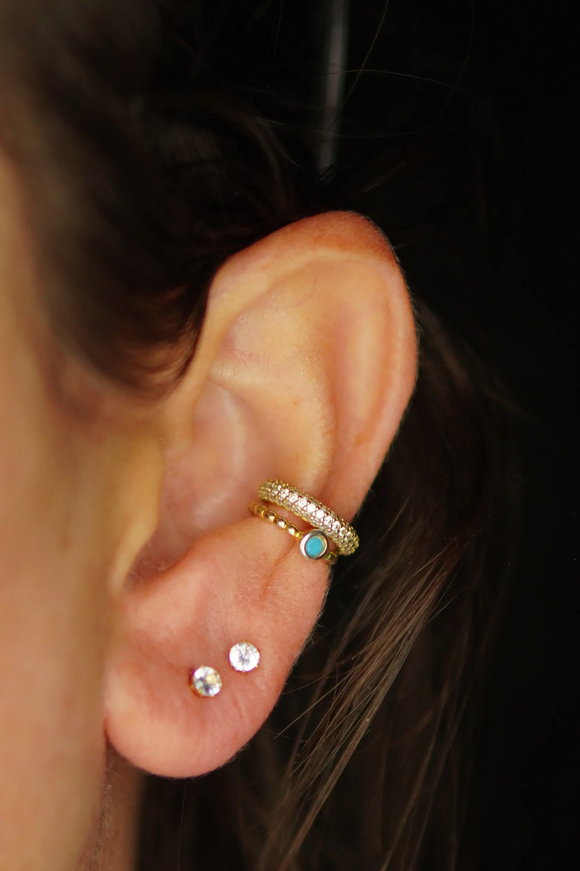 Aros Abridores Punto De Luz 3mm Zirconia Chapado En Oro 18k 4