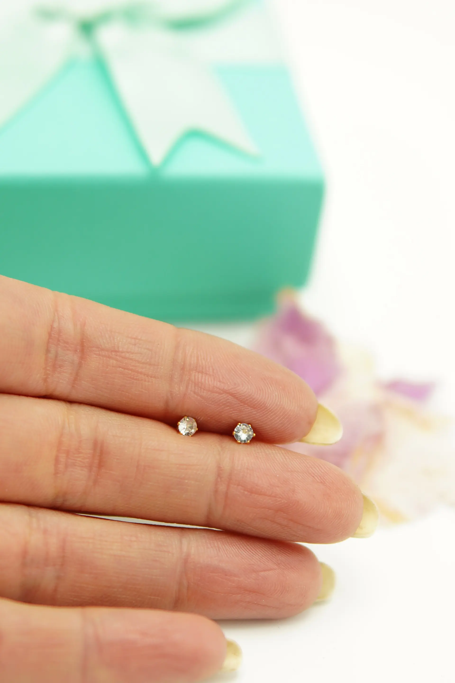 Aros Abridores Punto De Luz 3mm Zirconia Chapado En Oro 18k 6