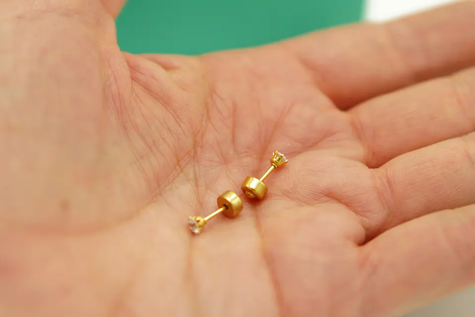 Aros Abridores Punto De Luz 3mm Zirconia Chapado En Oro 18k 7