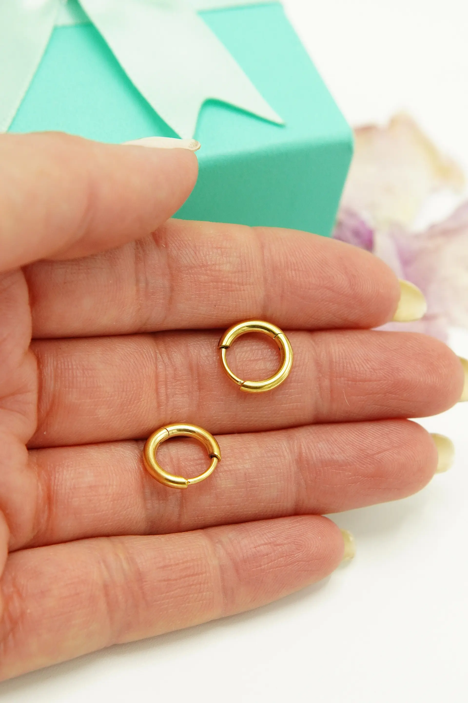 Argollas lisas Aura Titanio 8mm Astm F136 Chapadas En Oro 18k  9