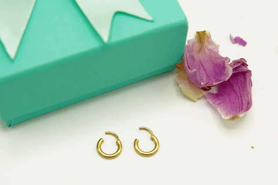 Argollas Lisas Aura 6mm Aros Titanio Astm F136 Chapada En Oro 18k 5