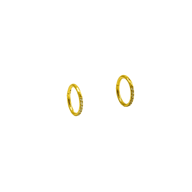 Argollas Huggies 8mm  16g Titanio F136 Zirconia Chapada Oro  1