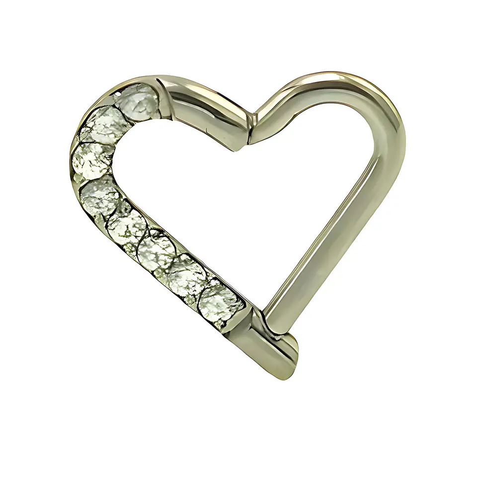 Piercing Corazón Aro Plateado Titanio F136 Circonios 1