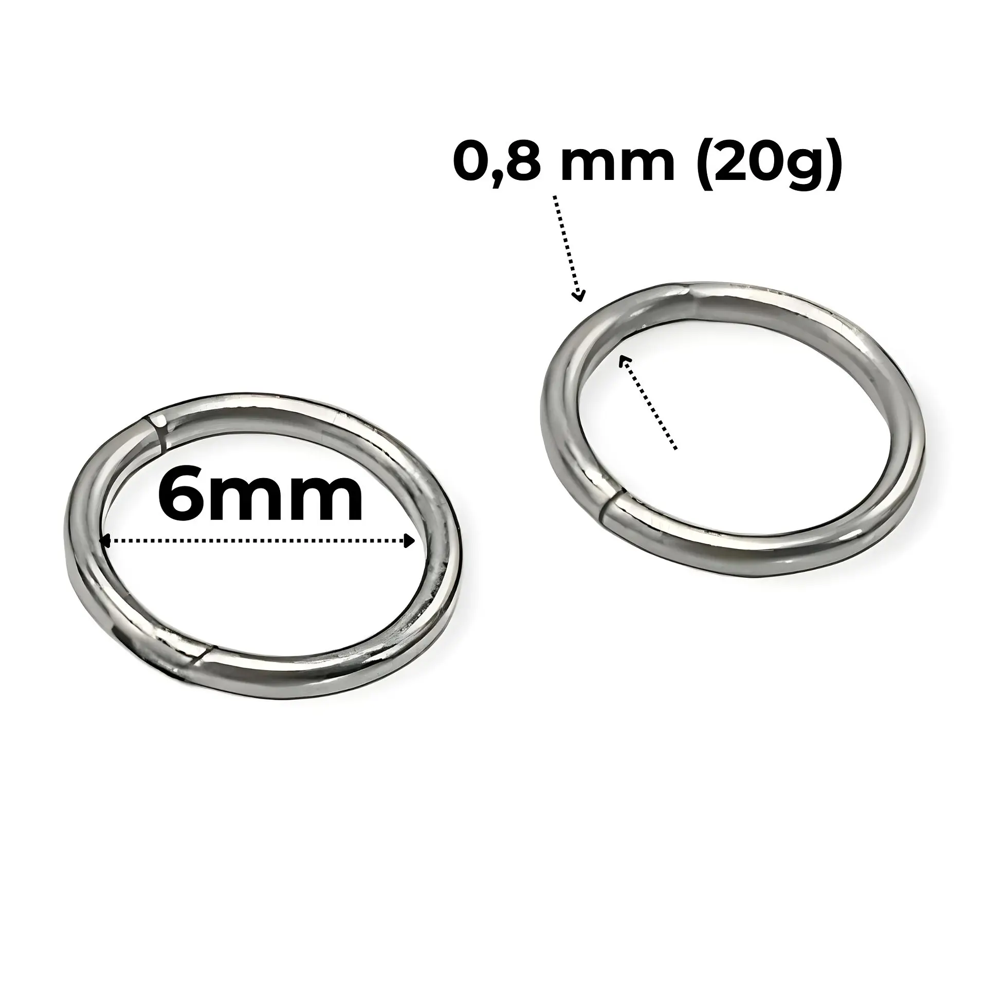 Argollas Clicker 6mm 20g Acero Quirurgico Plateadas Ligeras 3