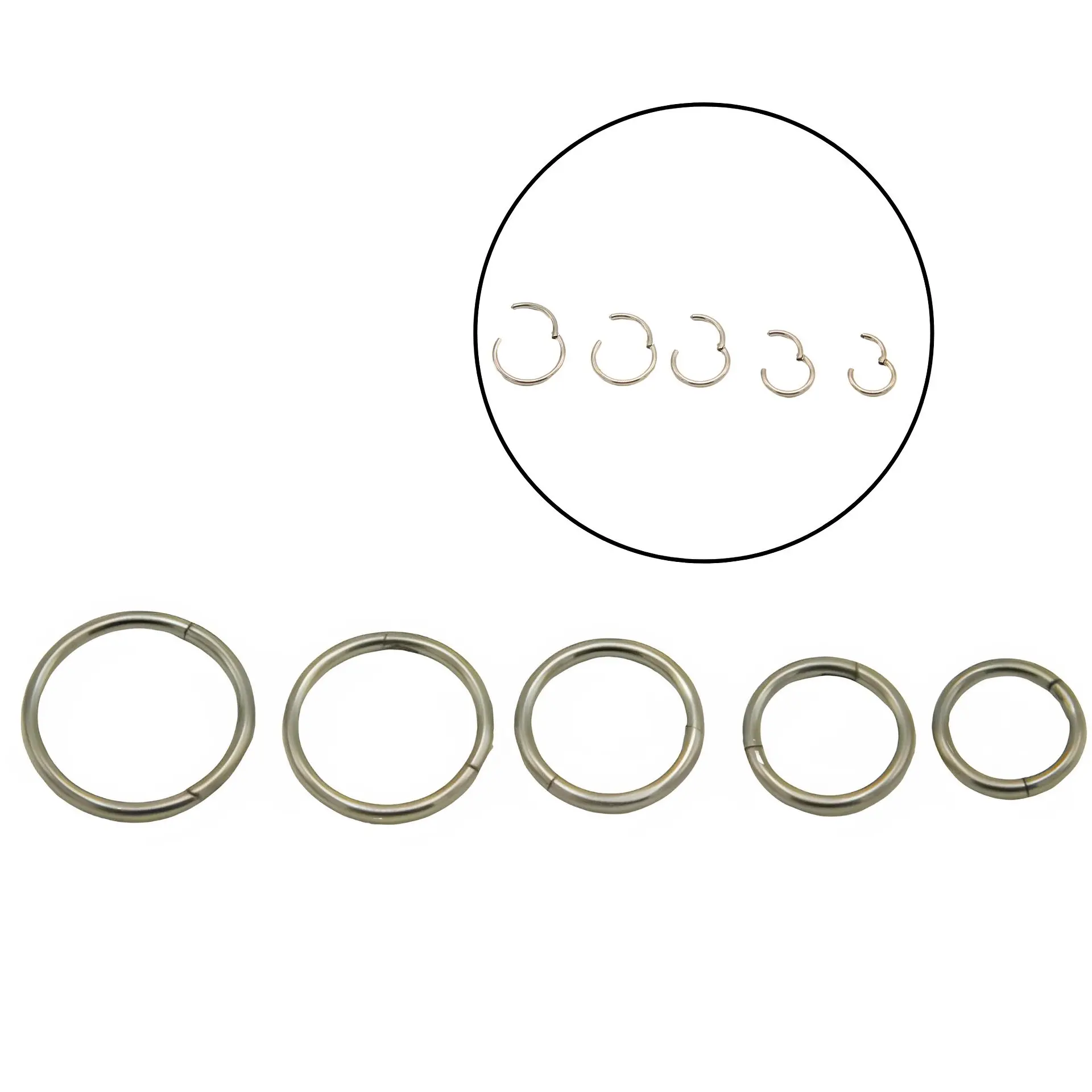 Pack 5 Piercing Clicker 18g Aro Titanio Astm F136 Plateado 4