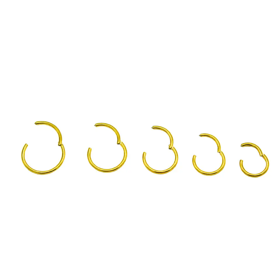 Pack 5 Piercing Clicker 18g Titanio Astm F136 Chapado Oro 2