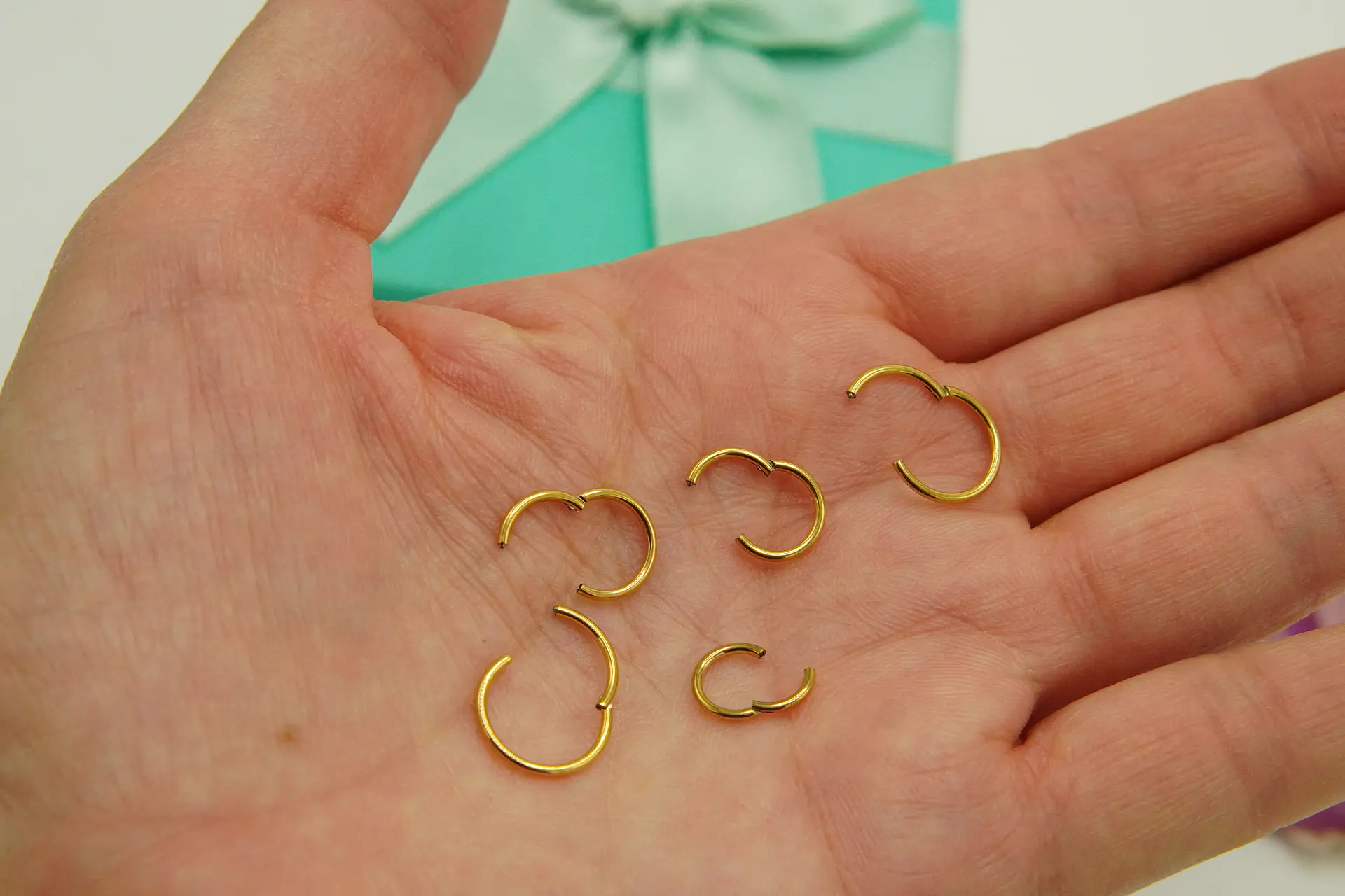 Pack 5 Piercing Clicker 18g Titanio Astm F136 Chapado Oro 4