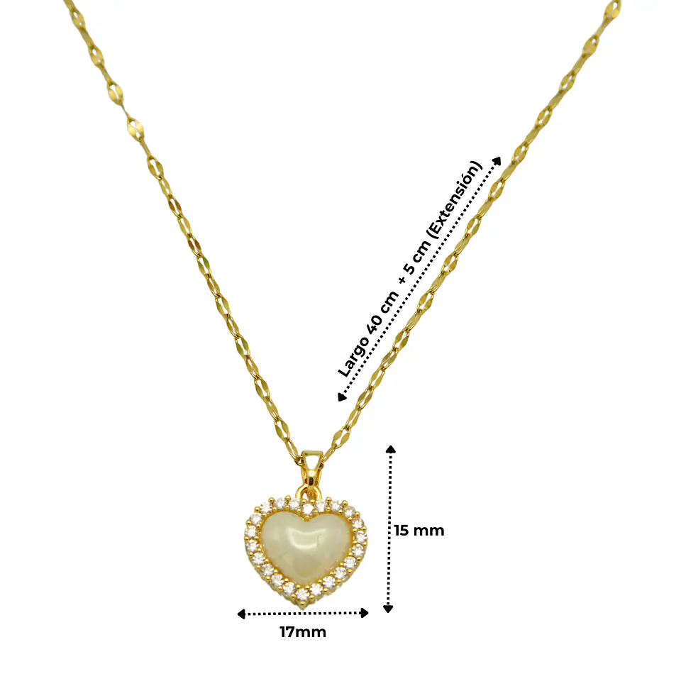 Colgante Corazon Zirconias Blanco Amor Chapado En Oro 18k 4