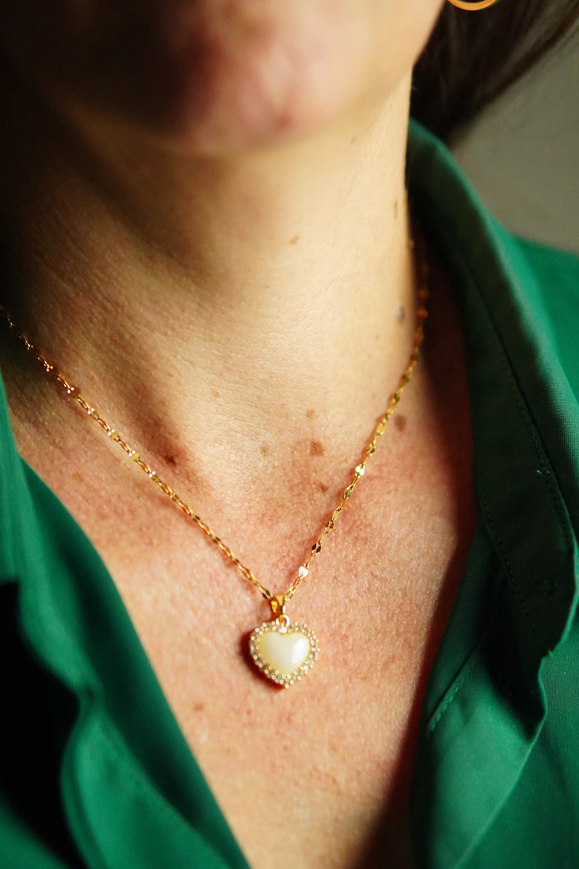 Colgante Corazon Zirconias Blanco Amor Chapado En Oro 18k 3