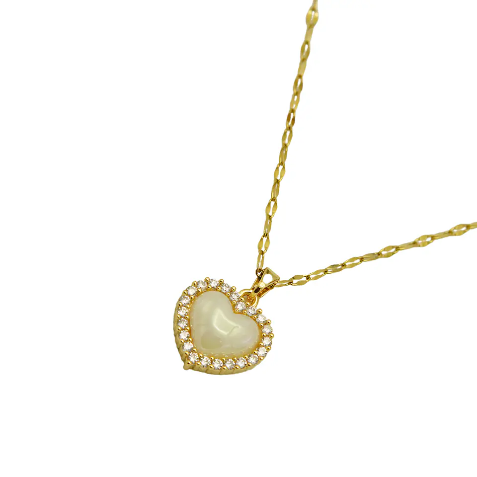 Colgante Corazon Zirconias Blanco Amor Chapado En Oro 18k 10