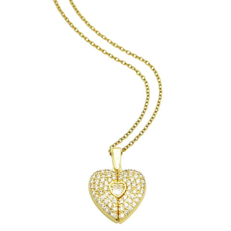 Colgante Corazon Mariposa Zirconia Pave Chapado En Oro 18k 1