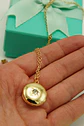Colgante Relicario Redondo Luna Estrella Chapado En Oro 18k - Miniatura 6