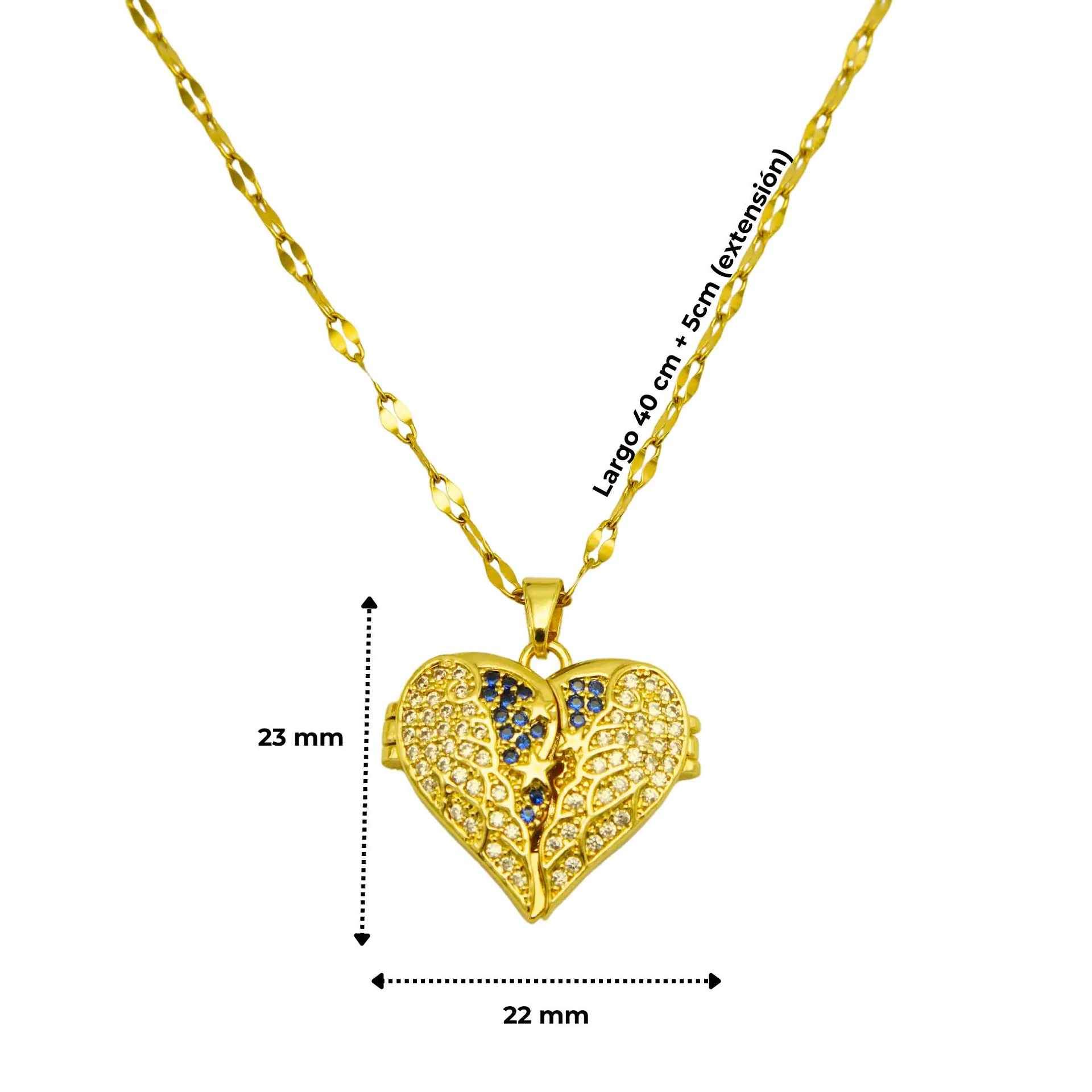 Colgante Relicario Corazón Pave Zirconias Chapado Oro 18k 7