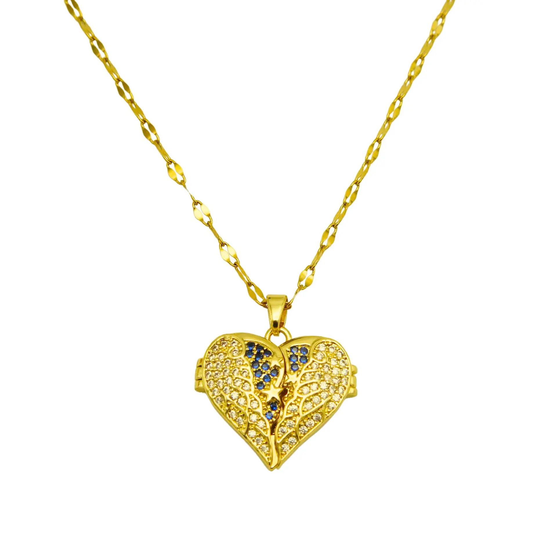 Colgante Relicario Corazón Pave Zirconias Chapado Oro 18k 1